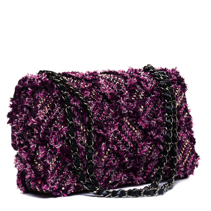 Chanel Crystal Tweed Quilted Medium Double Flap Purple Multicolor 2 of 8