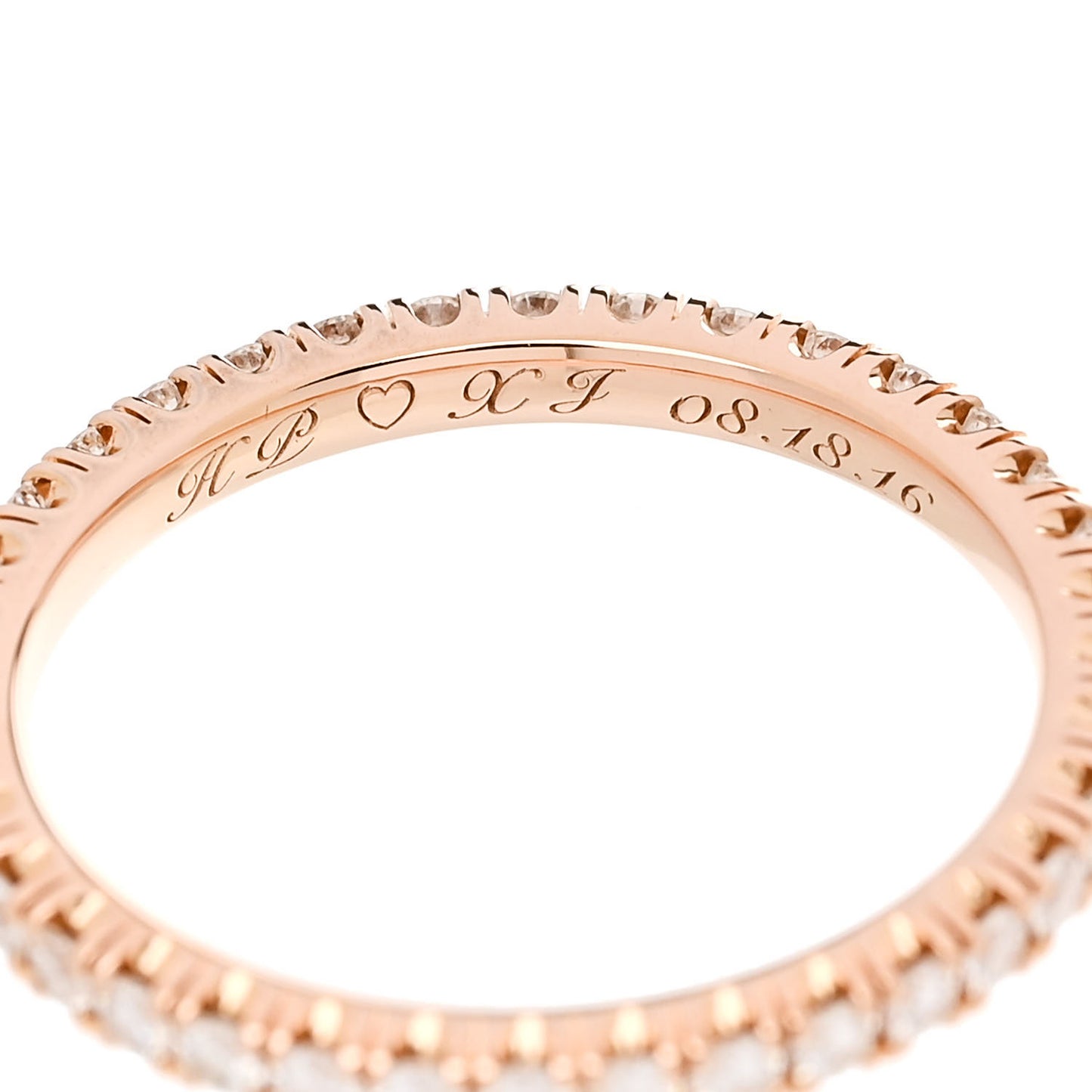 18K Pink Gold Diamond 2mm Etincelle de Cartier Wedding Band Ring 49 5