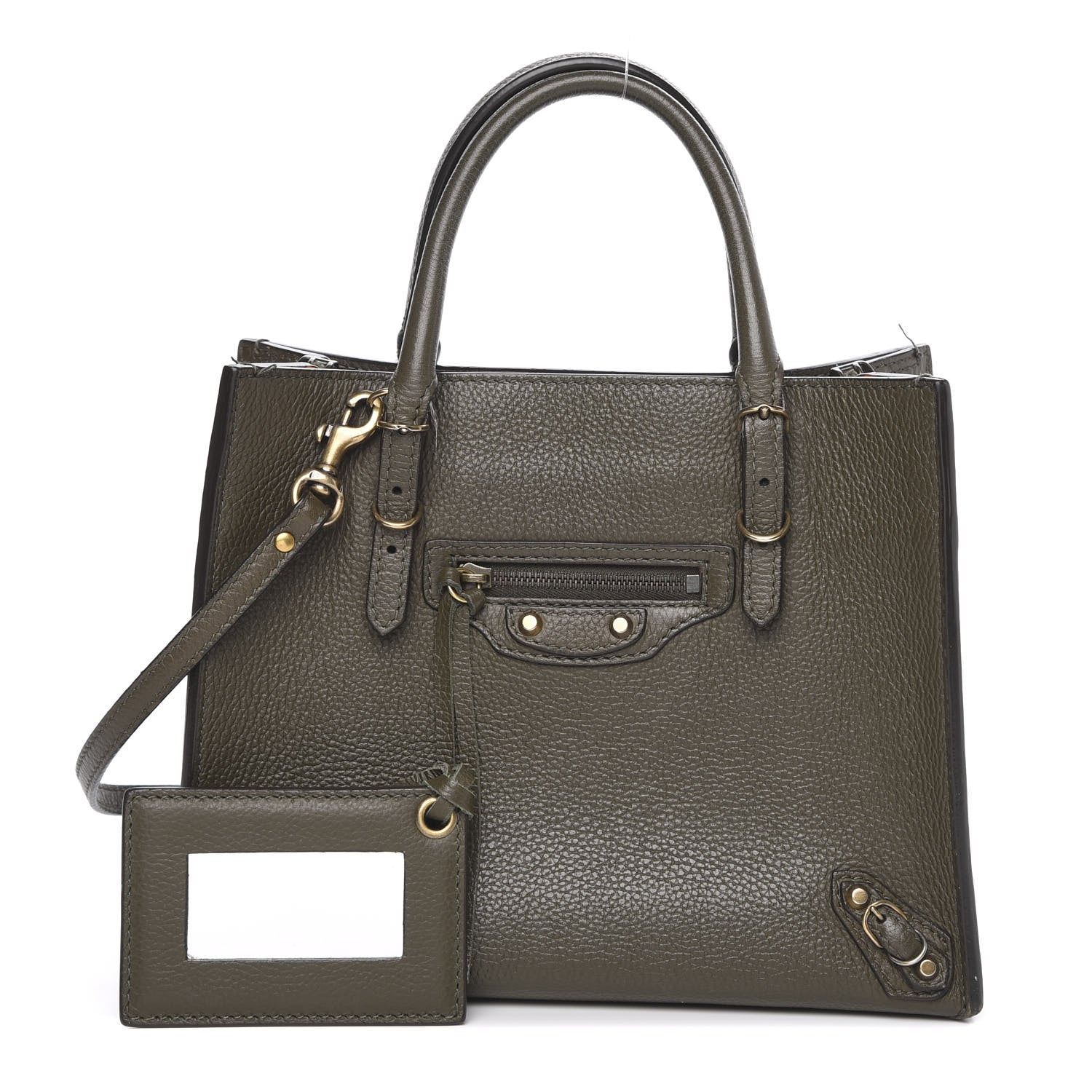 Balenciaga Grained Calfskin Papier Mini A4 Zip Around Tote Green 1 of 13