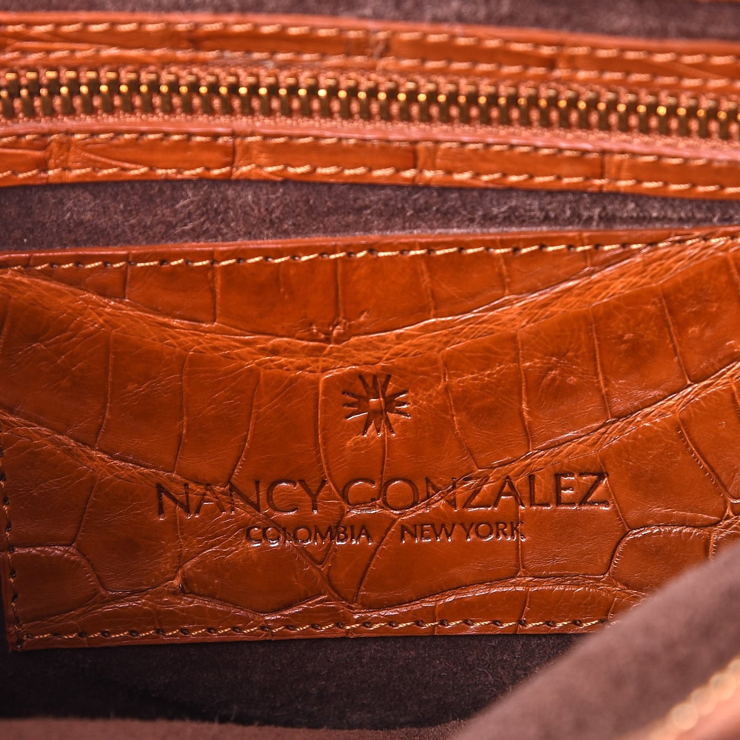 Crocodile Woven Flap Shoulder Bag Brown