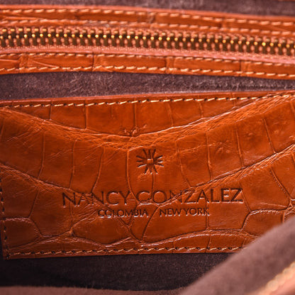 Nancy Gonzalez Crocodile Woven Flap Shoulder Bag Brown 6 of 10