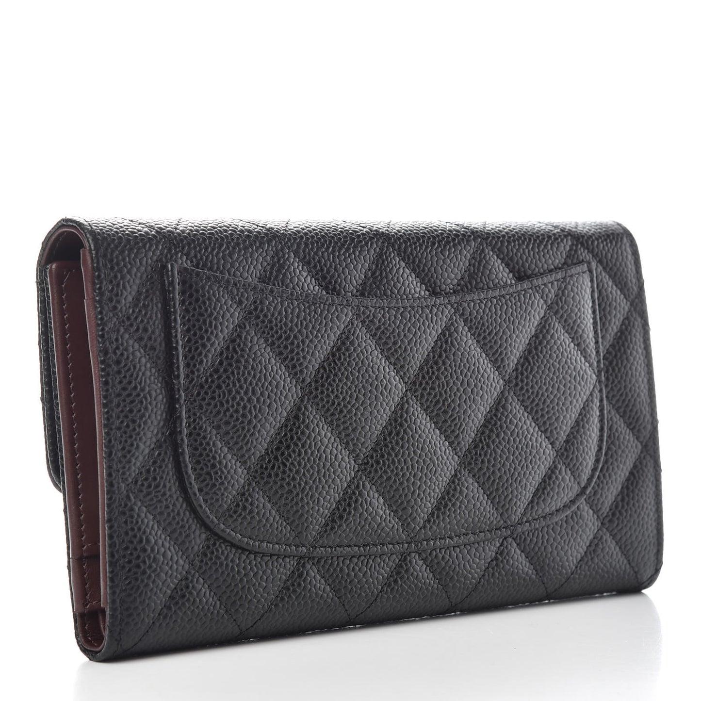Caviar Quilted Large Flap Wallet Black
