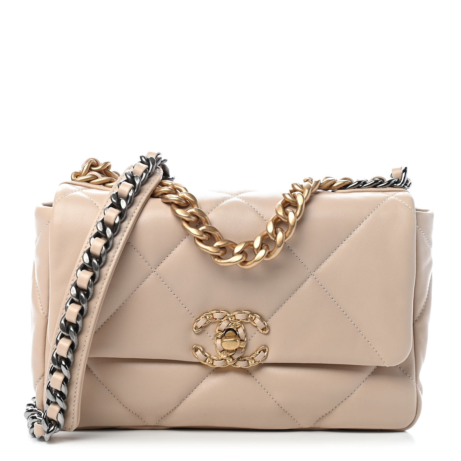 Chanel Lambskin Quilted Medium Chanel 19 Flap Beige 1 of 9