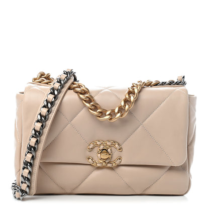 Chanel Lambskin Quilted Medium Chanel 19 Flap Beige 1 of 9