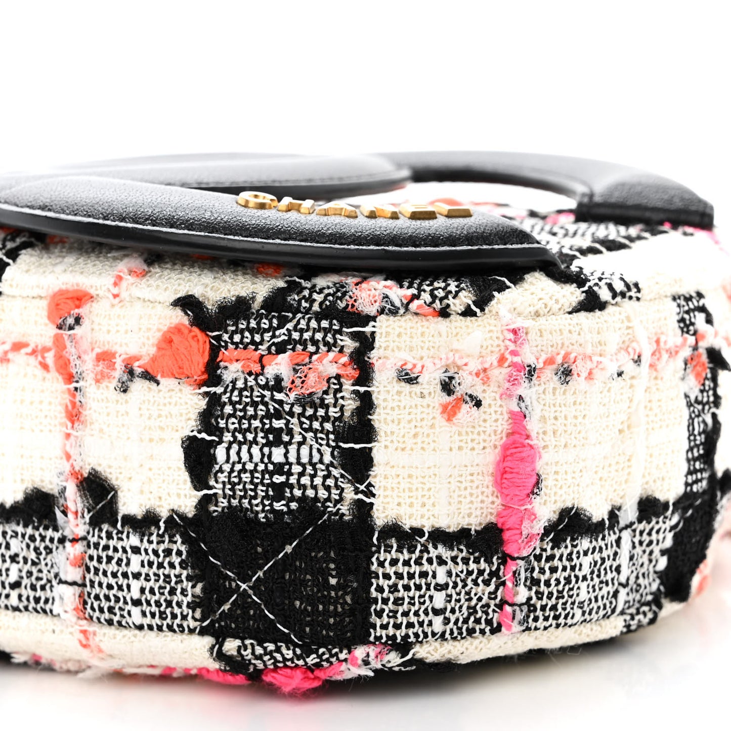 Tweed Lambskin Quilted Coco Midnight Camera Case White Black Multicolor