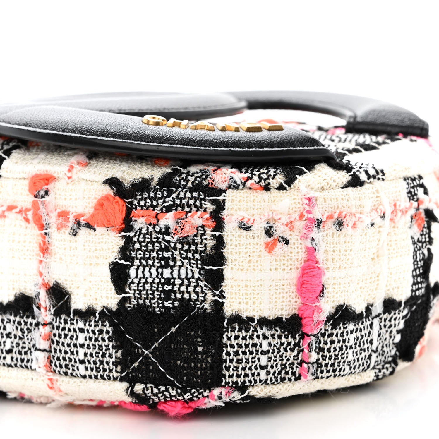 Chanel Tweed Lambskin Quilted Coco Midnight Camera Case White Black Multicolor 10 of 11