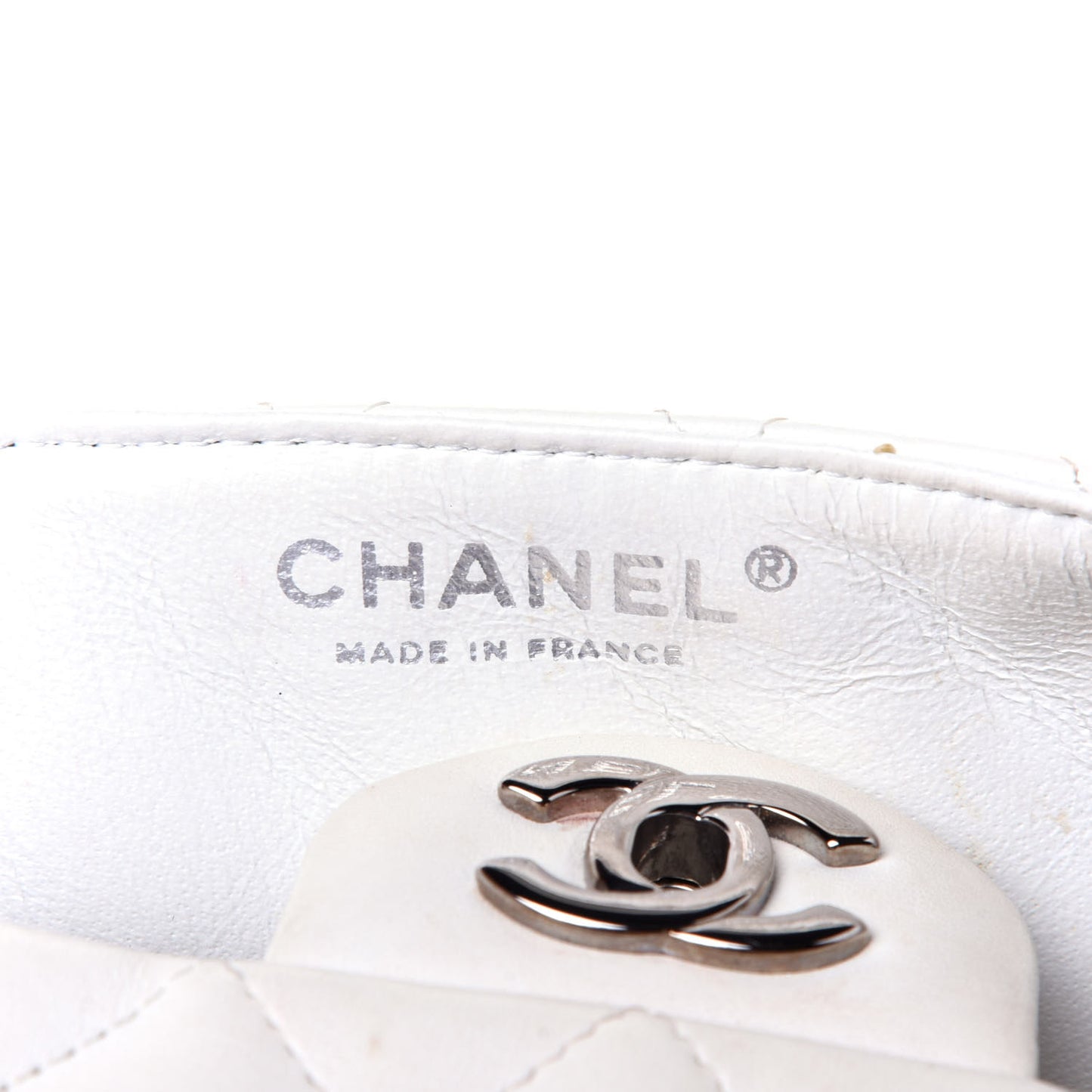 Lambskin Quilted East West Flap Bijoux Chain White