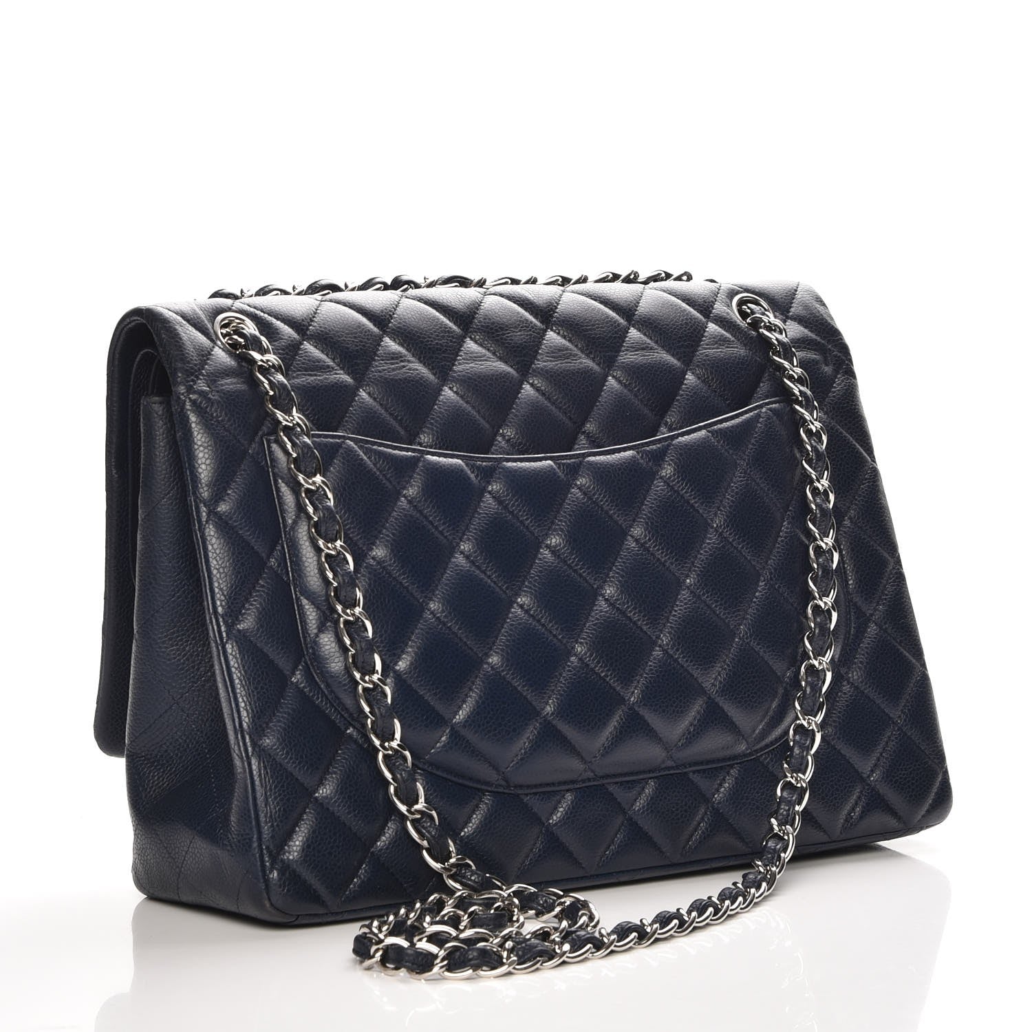 Chanel Caviar Quilted Maxi Double Flap Navy Blue 3 of 7