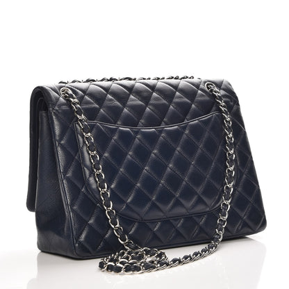 Chanel Caviar Quilted Maxi Double Flap Navy Blue 3 of 7