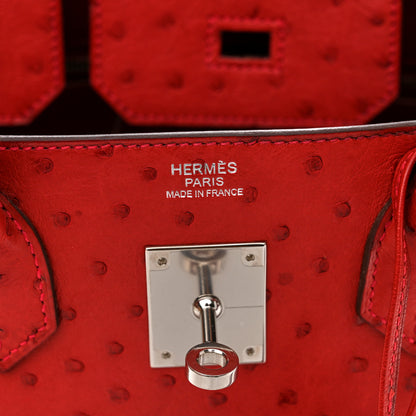 Hermes Ostrich Birkin 30 Rouge Vif 6 of 10