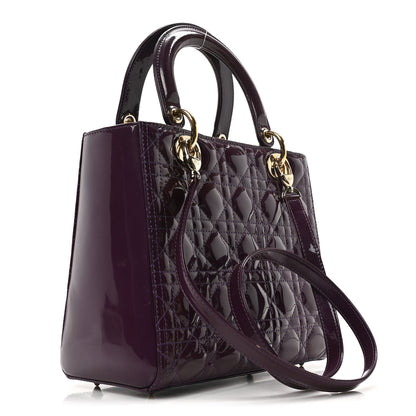 Christian Dior Patent Cannage Medium Lady Dior Purple 3 of 10