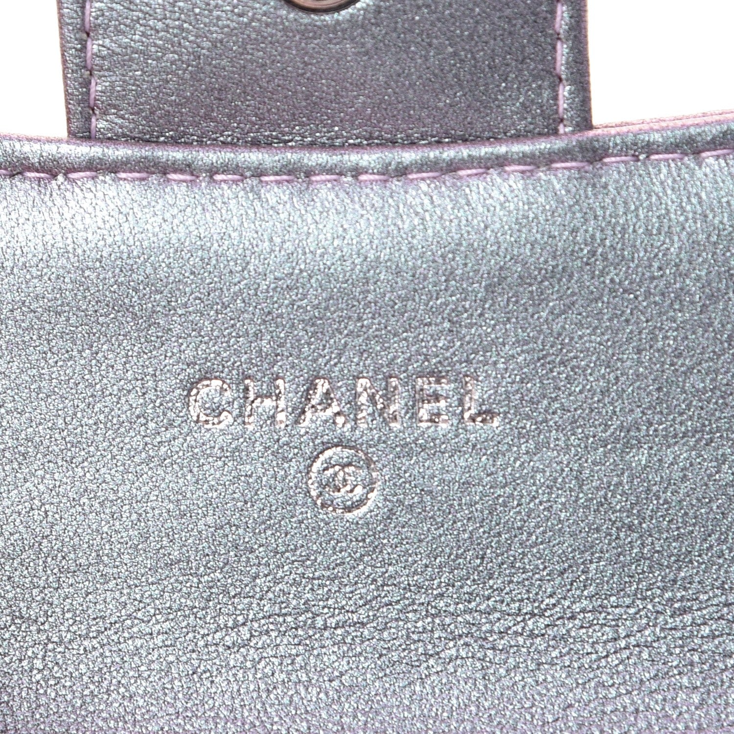 Chanel Iridescent Lambskin Chevron Quilted Reissue Card Holder Light Purple 6 of 8