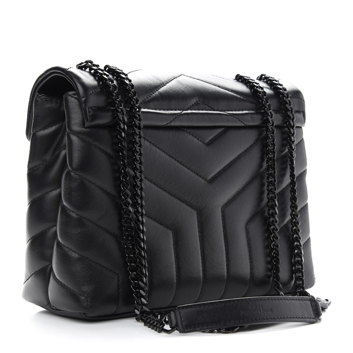 Saint Laurent Calfskin Y Quilted Monogram Small Loulou Chain Satchel Black 3 of 9