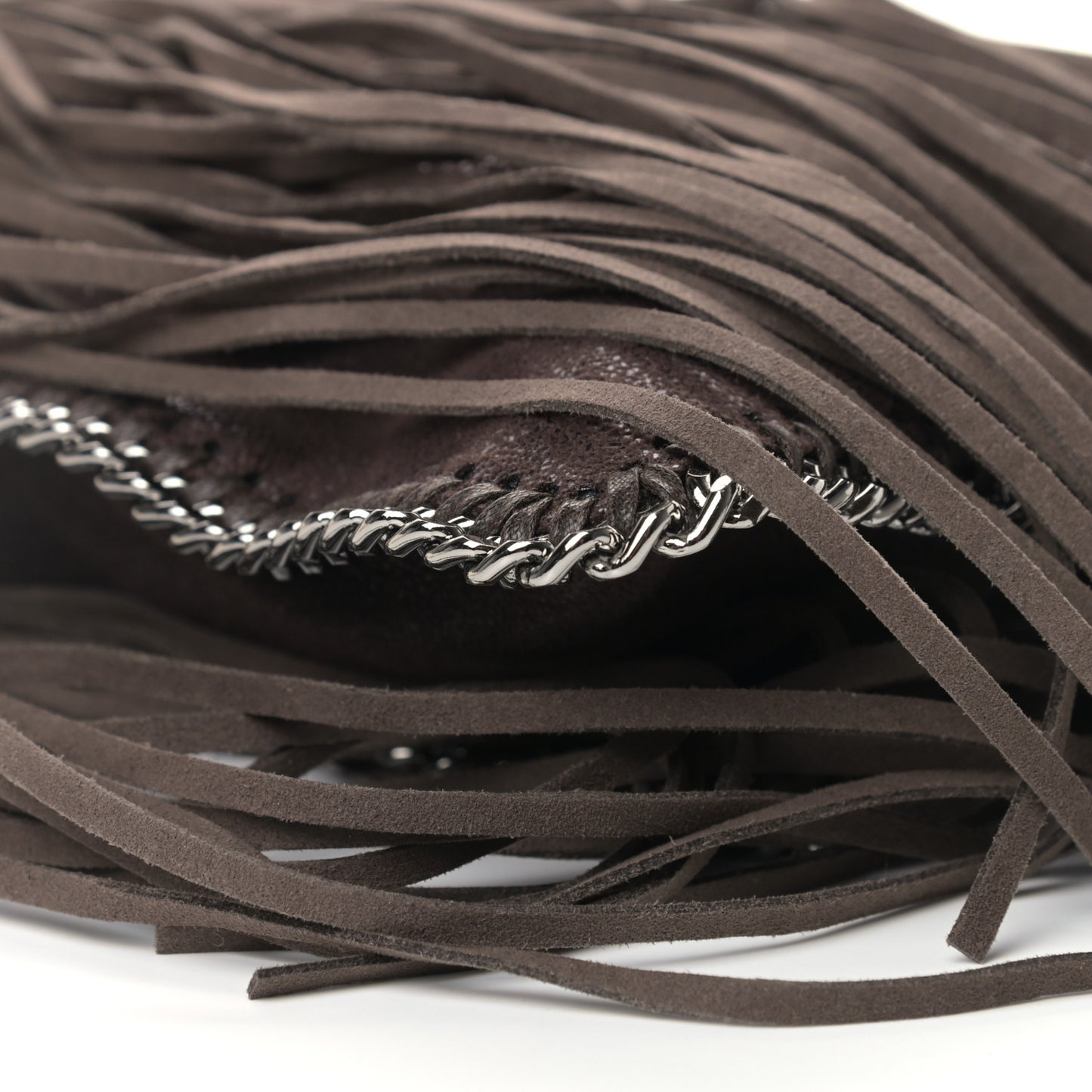 Shaggy Deer Fringe Flat Crossbody Brown
