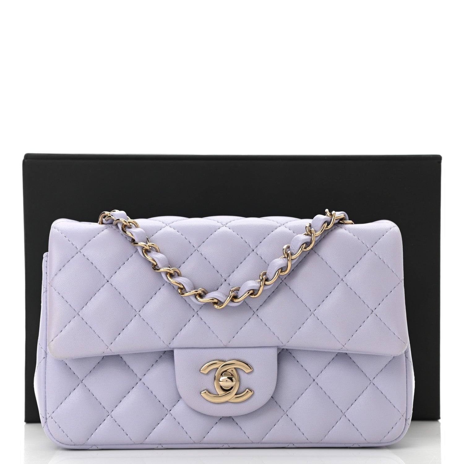 Chanel Lambskin Quilted Mini Rectangular Flap Light Purple 10 of 10