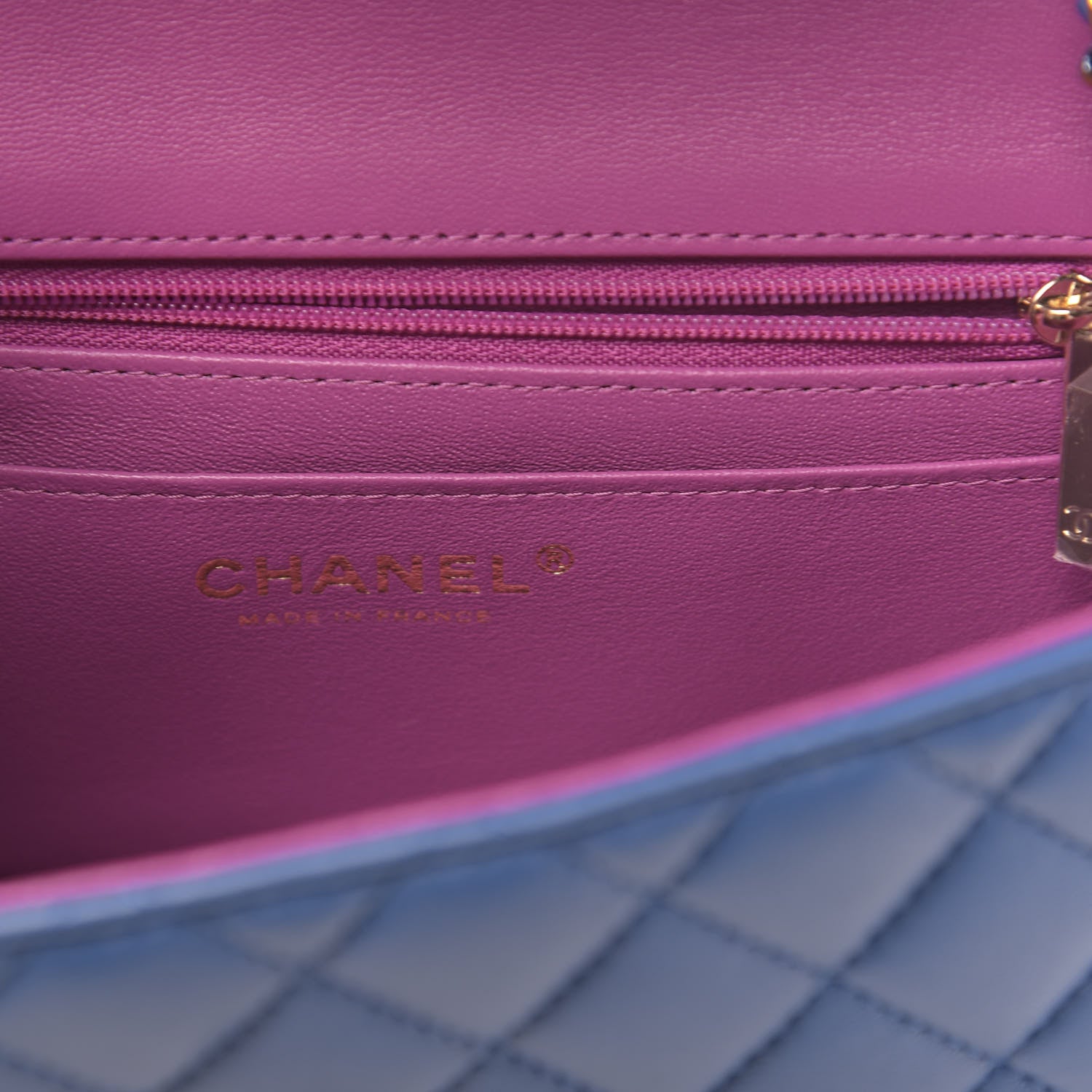 Chanel Lambskin Quilted Mini Rectangular Flap Blue Purple 6 of 11
