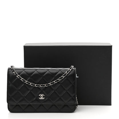 Chanel Lambskin Quilted Wallet On Chain WOC Black 16 of 16