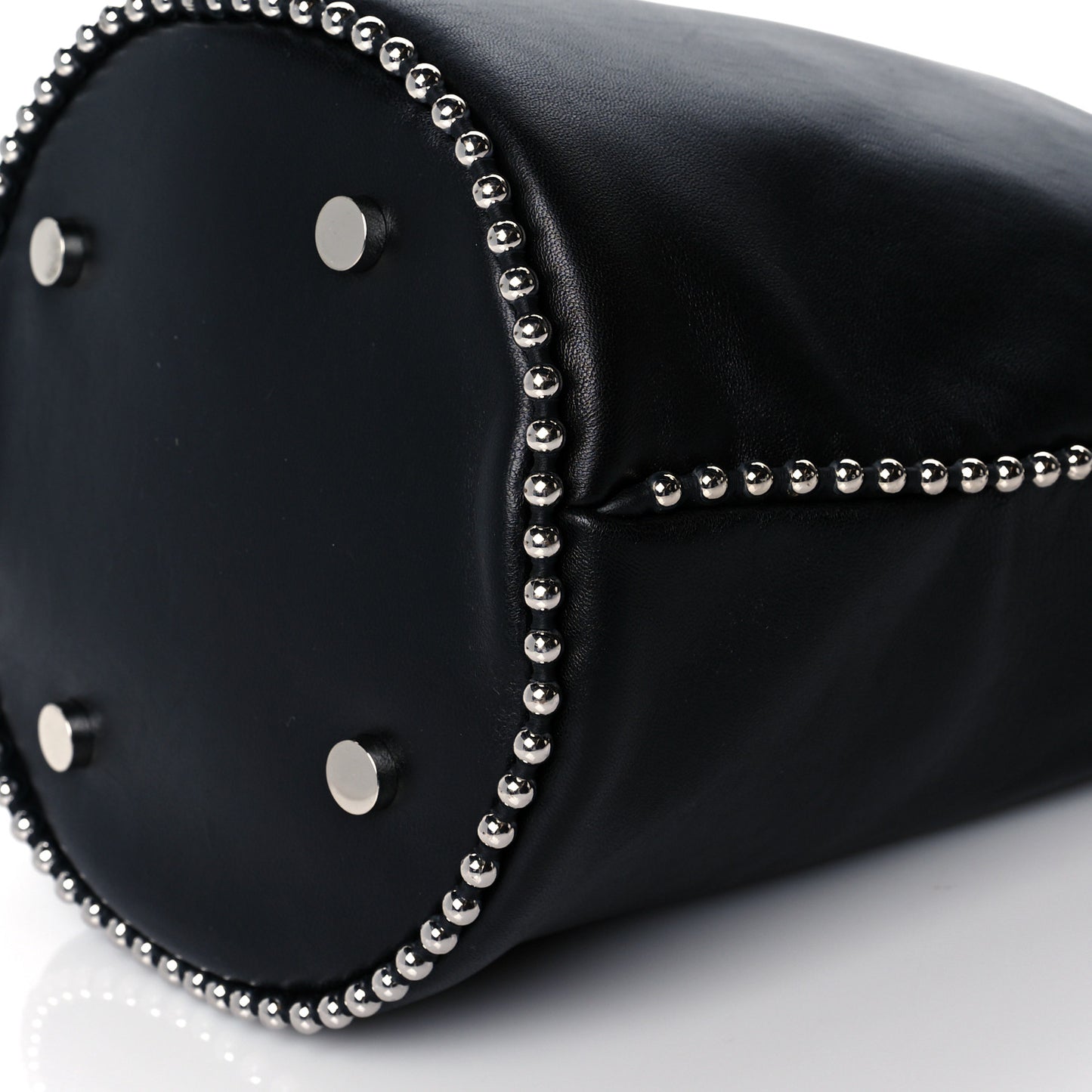 Smooth Calfskin Studded Roxy Bucket Bag Black