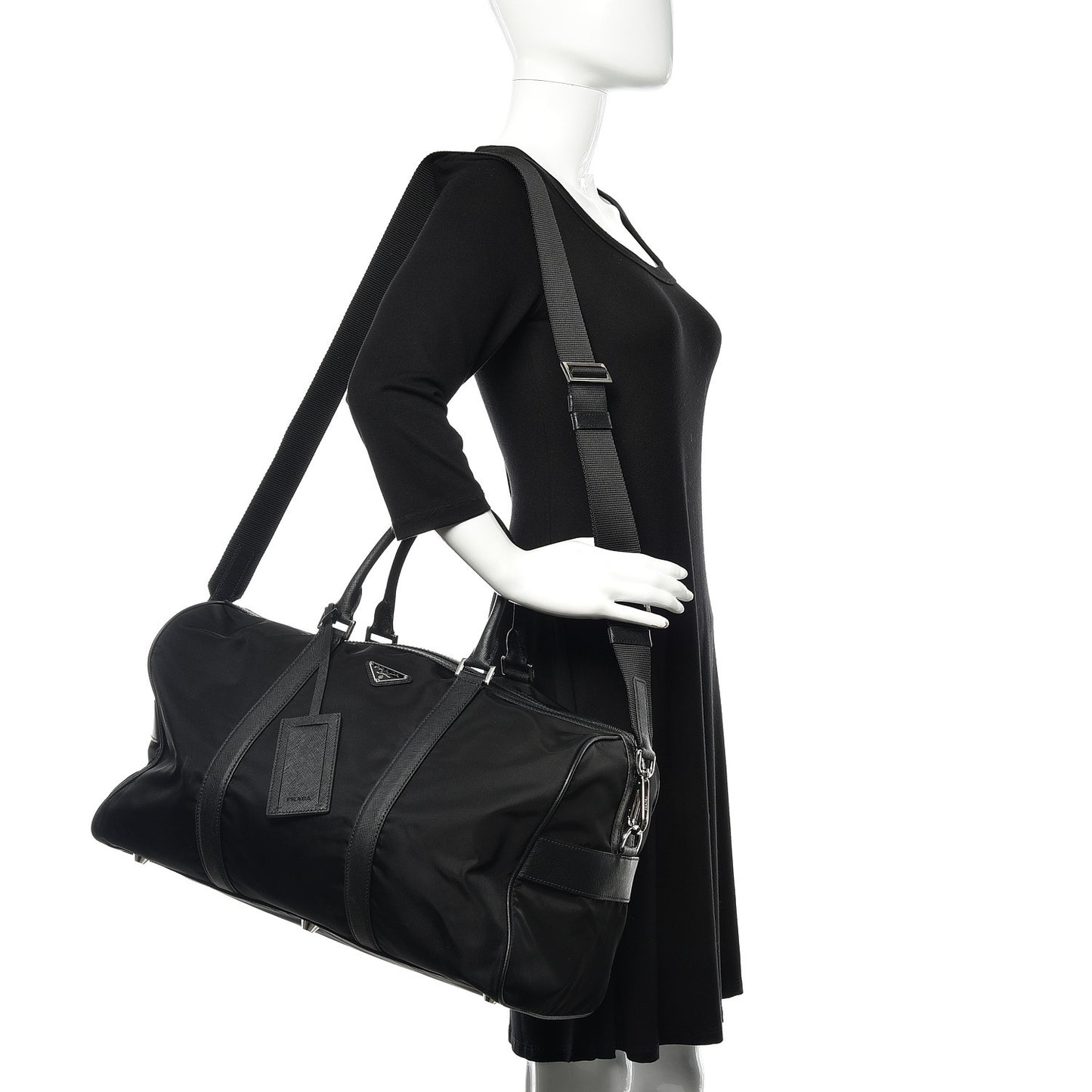 Tessuto Nylon Saffiano Viaggio Duffle Black