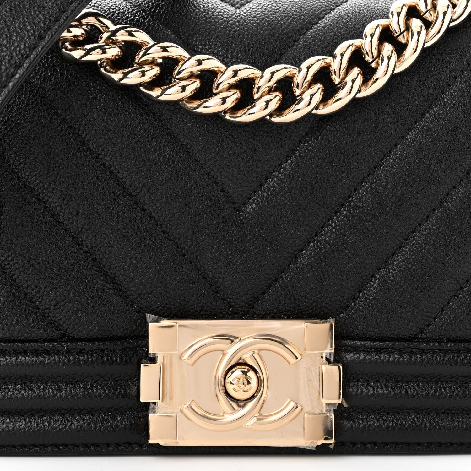 Chanel Caviar Chevron Quilted Small Boy Flap Black 8 of 11