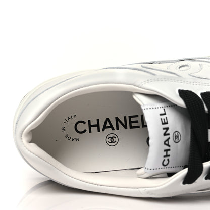 Chanel Calfskin CC Womens Sneakers 40 White Black 7 of 9