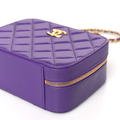 Chanel Lambskin Quilted Top Handle Small Vanity Case Purple 9 of 9