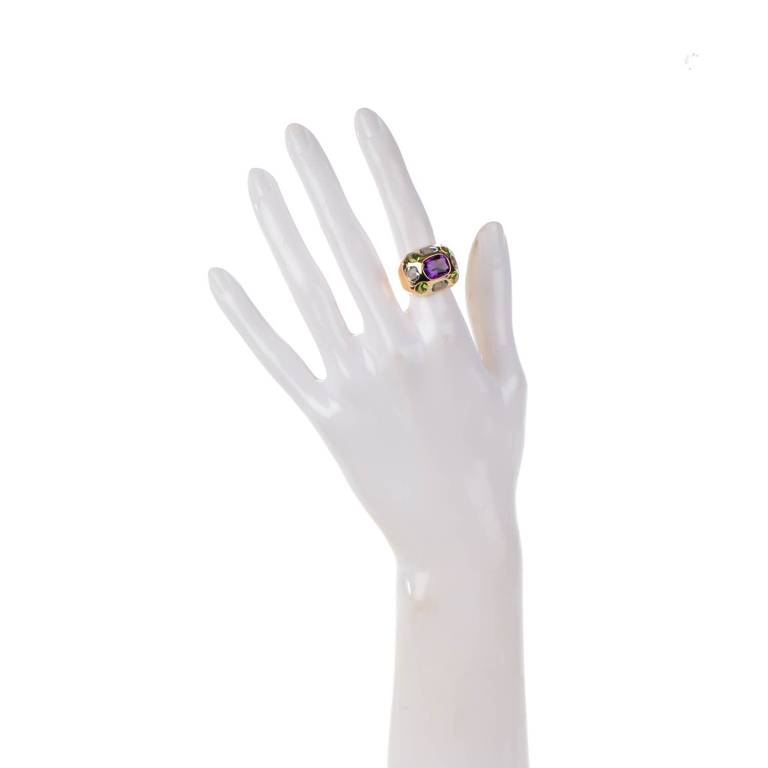 Chanel 18K Yellow Gold Amethyst Peridot Aquamarine Baroque Ring 5 2 of 5