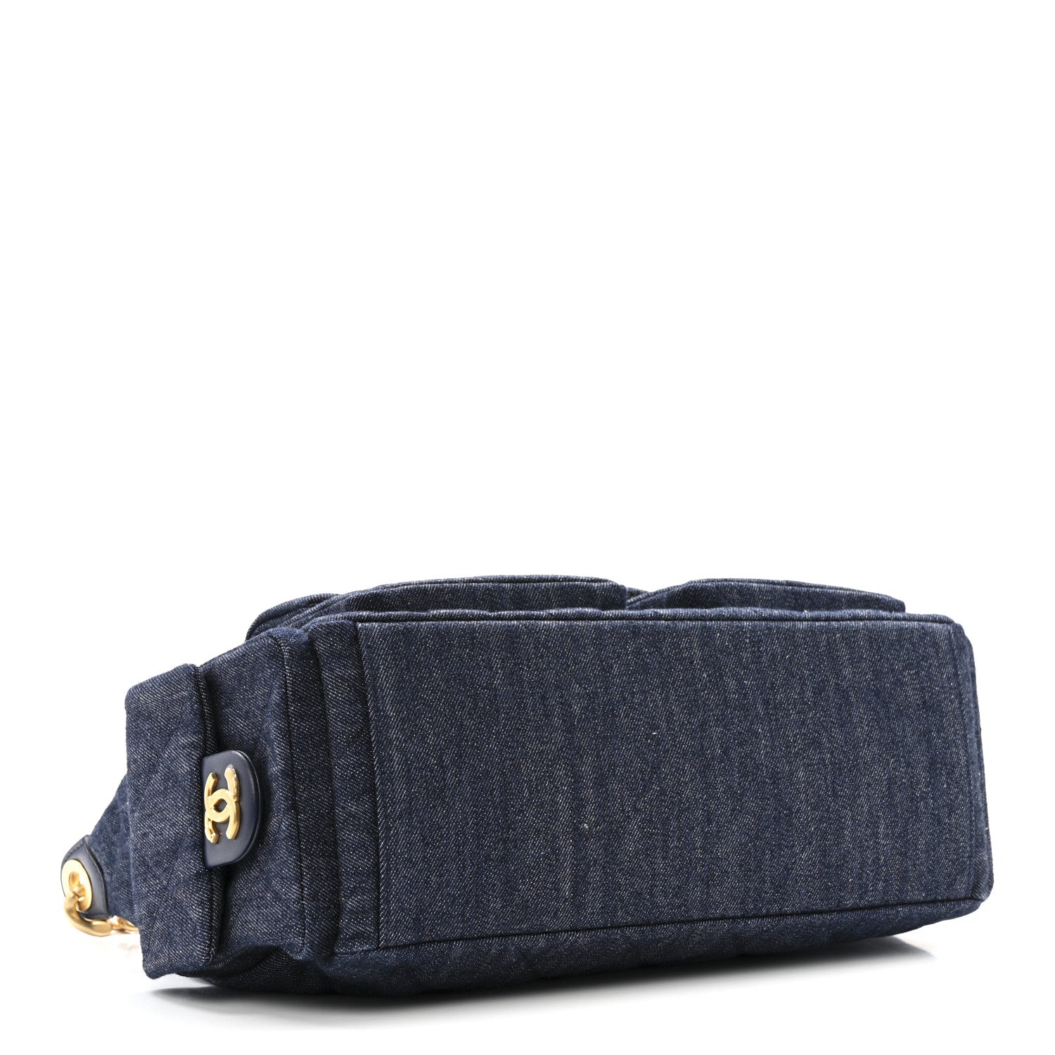 Chanel Washed Denim Quilted Maxi Trendy Pockets Hobo Dark Blue 4 of 11
