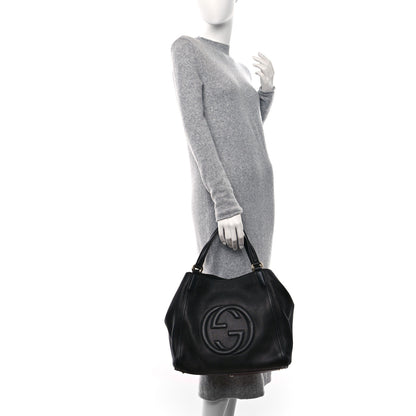 Gucci Pebbled Calfskin Medium Soho Shoulder Bag Black 2 of 9