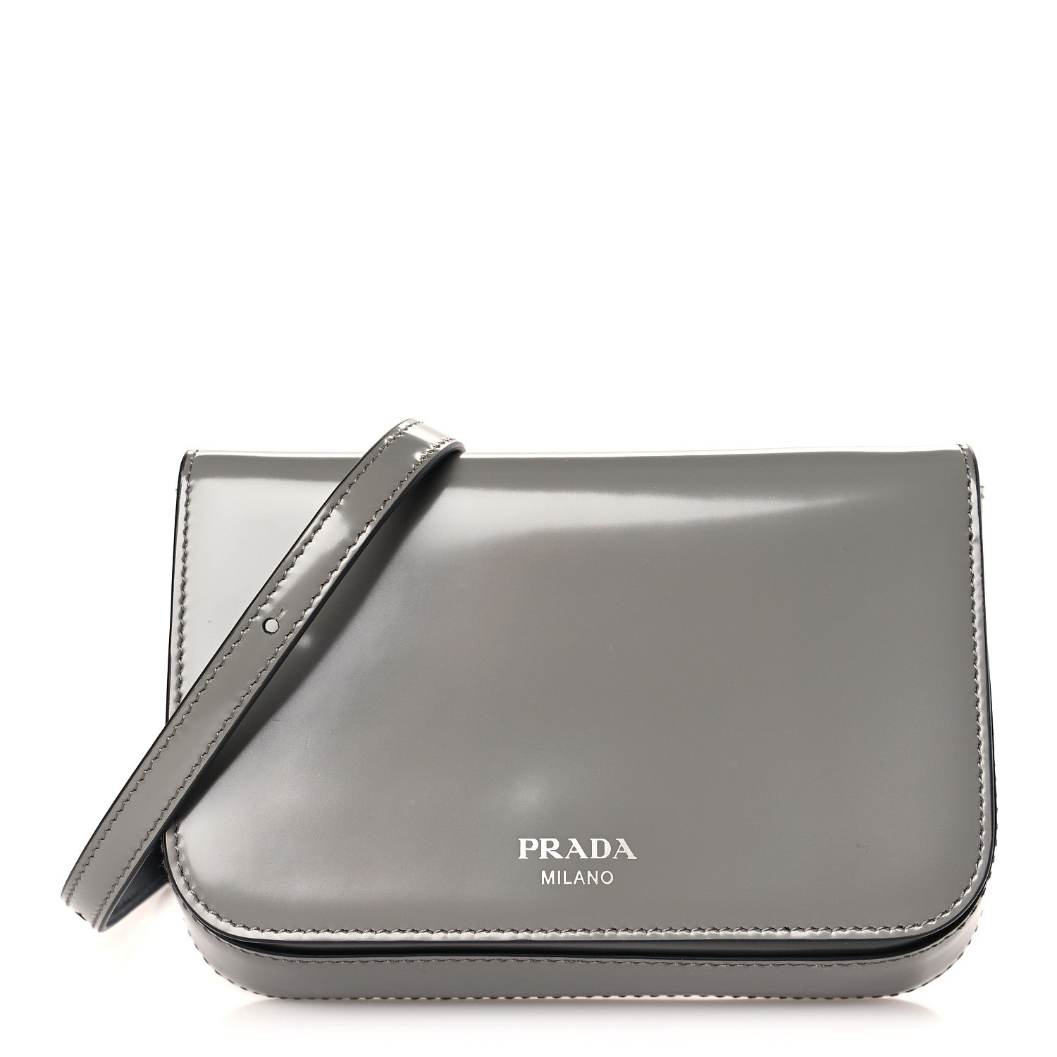 Prada Spazzolato Mini Flap Bag With Strap Marmo 1 of 9