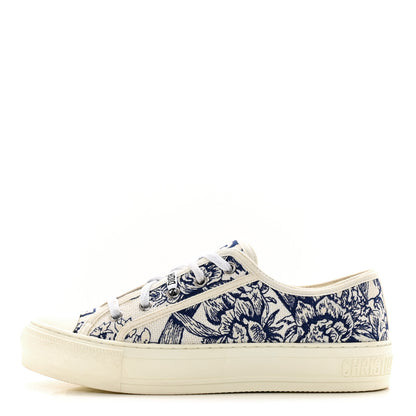 Christian Dior Canvas Toile De Jouy Embroidered Womens Walk Dior Low Top Sneakers 37 White Navy 1 of 9