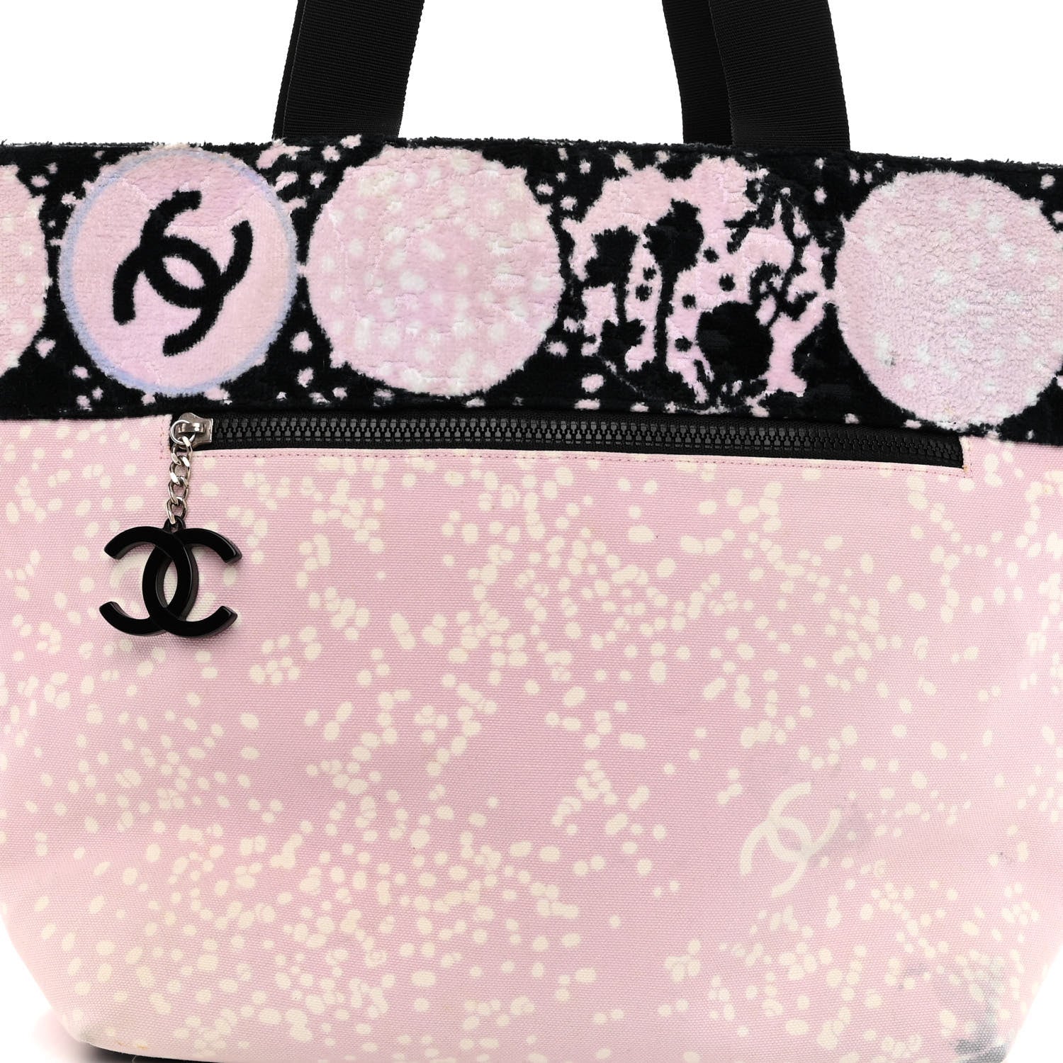 Chanel Terry Cotton Canvas Printed Large CC Tote Pale Pink 7 of 11