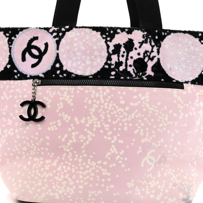 Chanel Terry Cotton Canvas Printed Large CC Tote Pale Pink 7 of 11