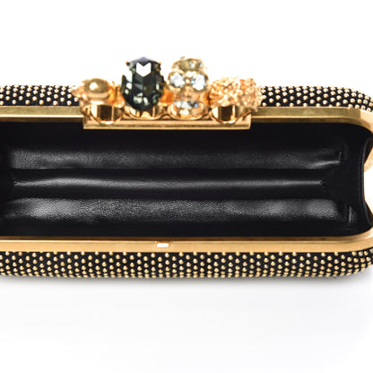 Alexander McQueen Suede Studded Skull Knuckle Box Clutch Black 5 of 10