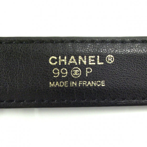 Leather Classic Chain Flap Belt Black 32