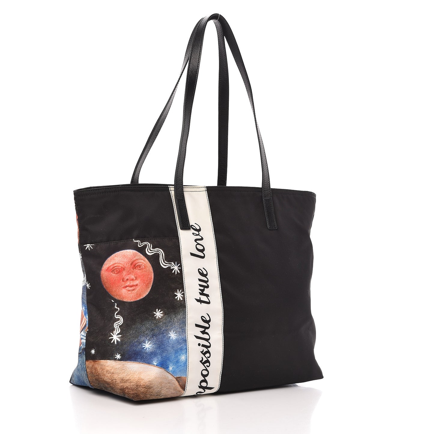 Tessuto Nylon Collage Impossible True Love Printed Tote Blue