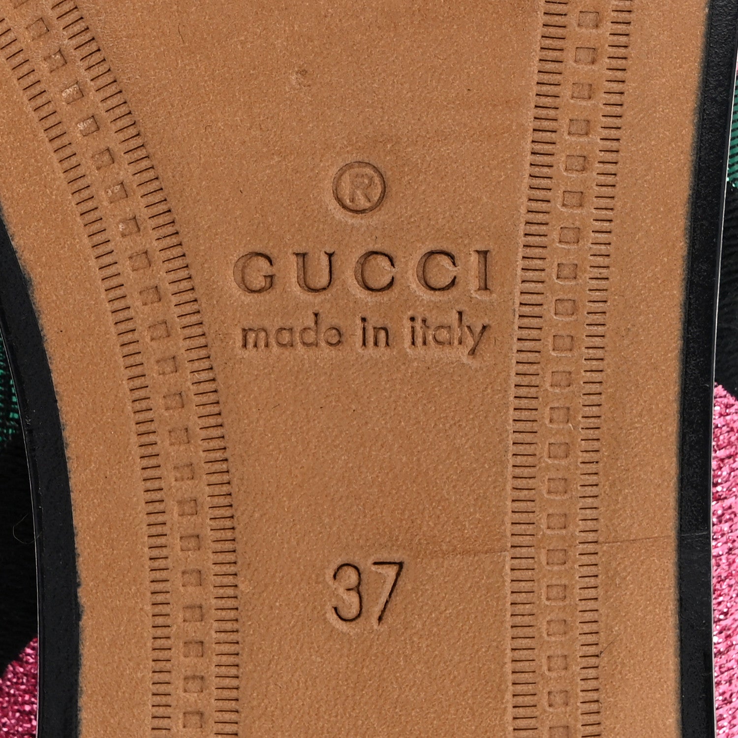 Gucci Metallic Jacquard Geometric Horsebit Womens Jordaan Loafers 37 Pink Green Black 7 of 13