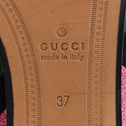 Gucci Metallic Jacquard Geometric Horsebit Womens Jordaan Loafers 37 Pink Green Black 7 of 13