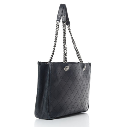 Chanel Calfskin Stitched Shopping Tote Blue 3 of 24
