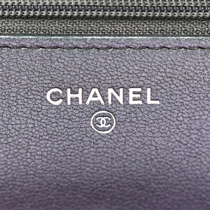 Chanel Iridescent Goatskin Quilted Wallet On Chain WOC Purple 6 of 12