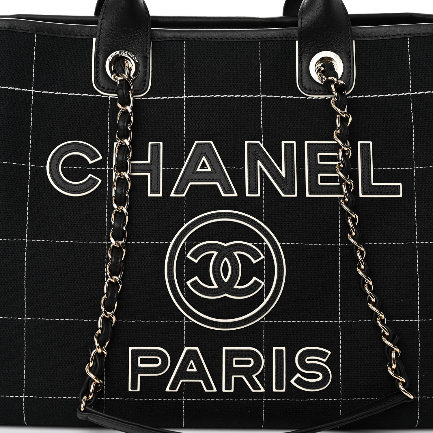 Chanel Cotton Medium Deauville Tote Black White 9 of 11
