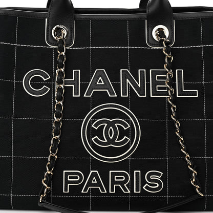 Chanel Cotton Medium Deauville Tote Black White 9 of 11