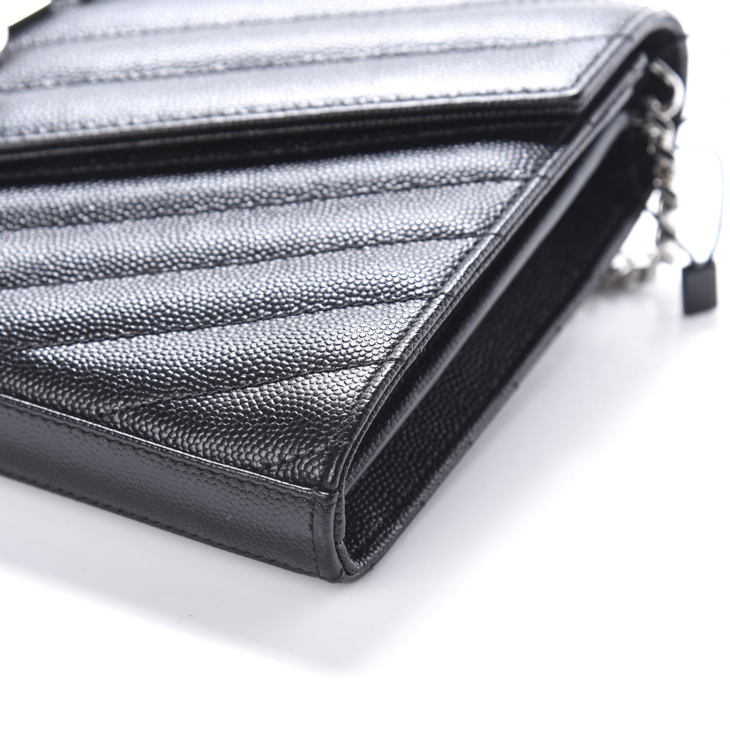 Grain De Poudre Matelasse Chevron Monogram Chain Wallet Black