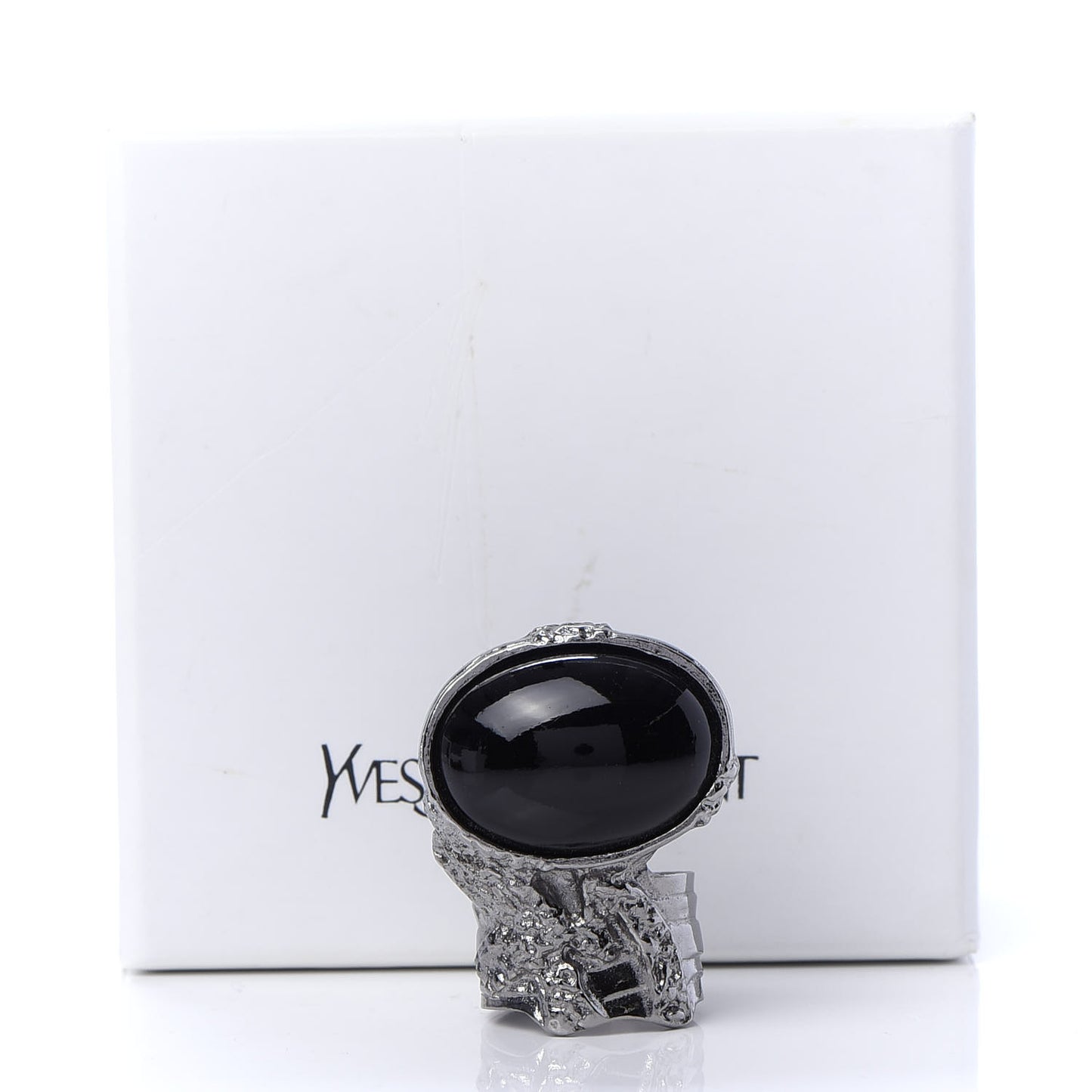 Glass Cabochon Gunmetal Arty Ovale Ring 6 Black