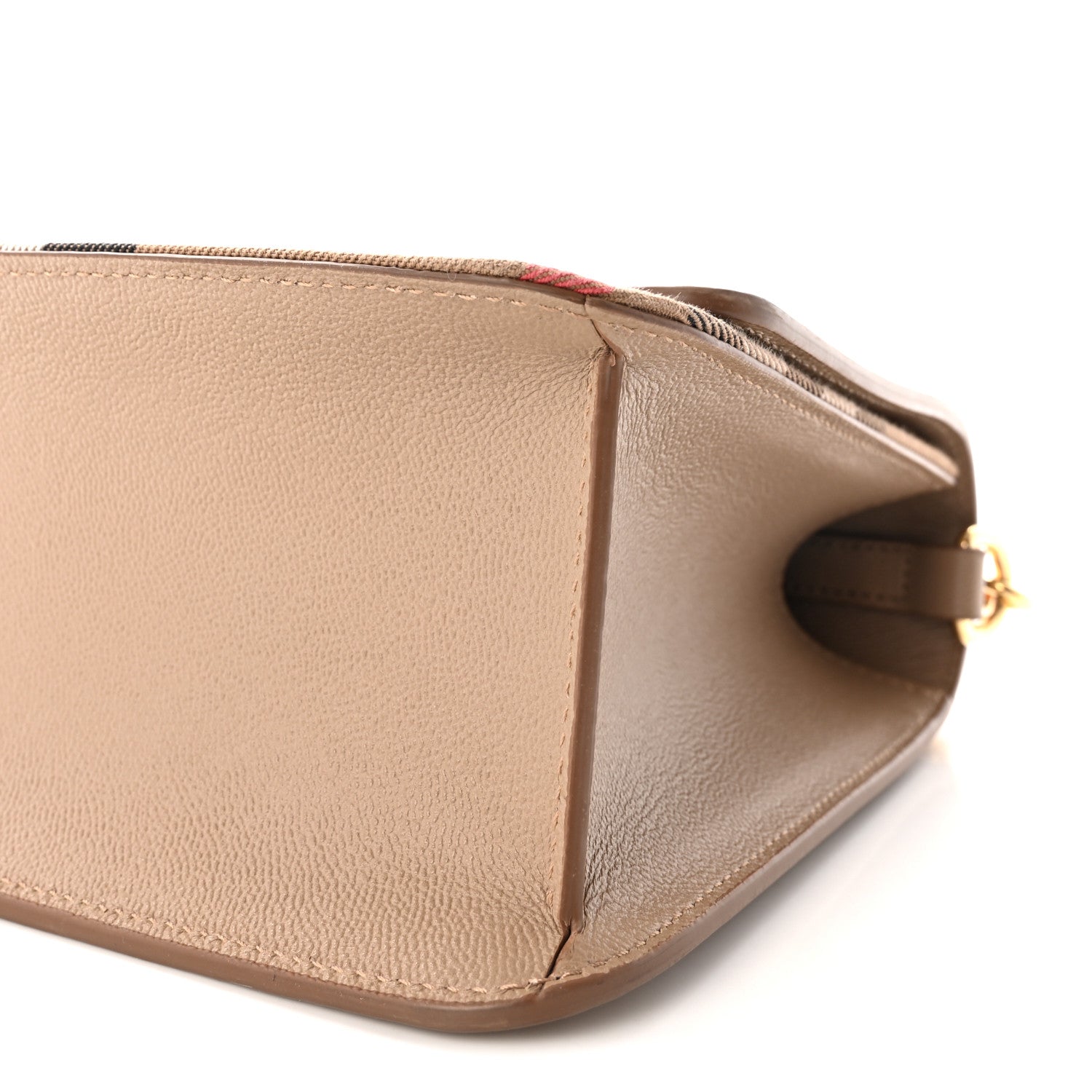 Burberry Derby Calfskin House Check Mackford Crossbody Bag Camel