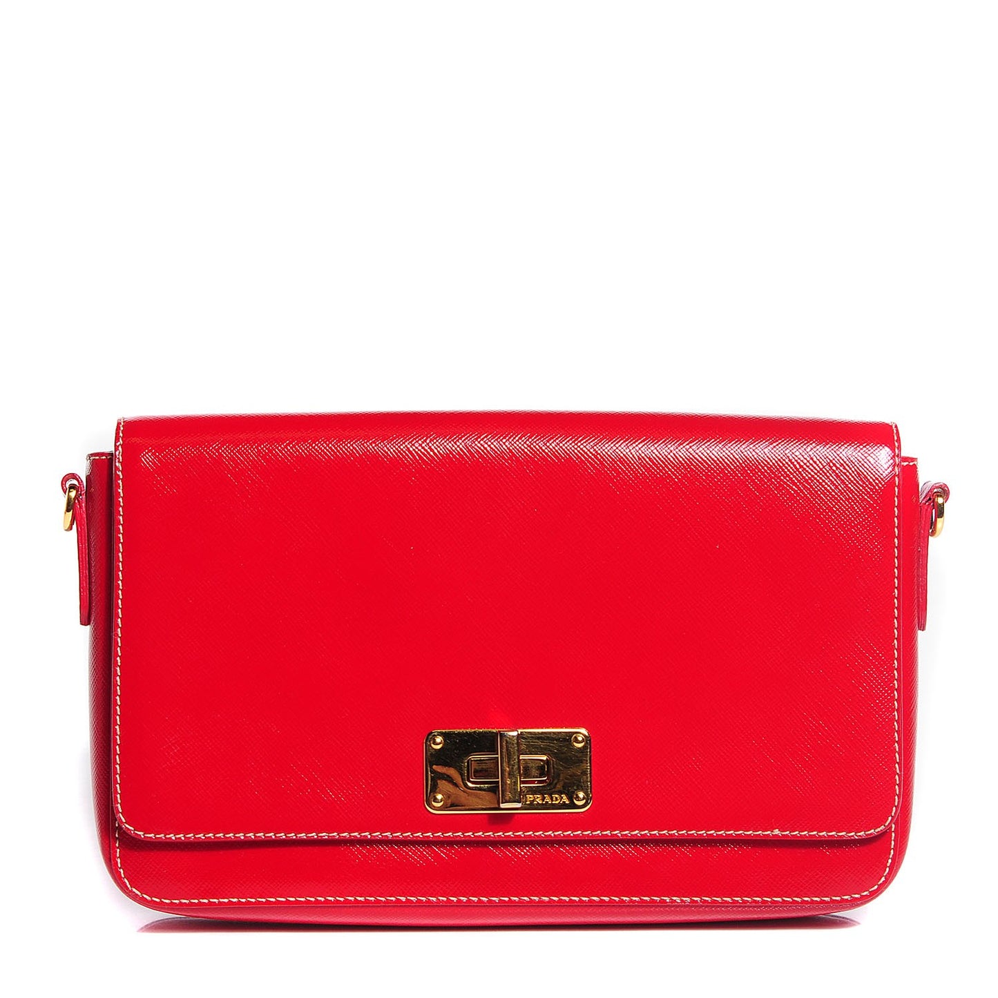 Saffiano Vernice Crossbody Flap Bag Rosso