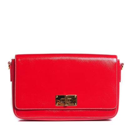 Prada Saffiano Vernice Crossbody Flap Bag Rosso 1 of 9