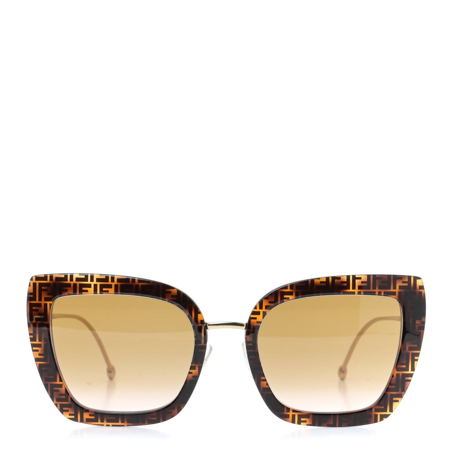 Acetate Metal F is Fendi FF Square Cat Eye Sunglasses FF 0424/F/S Havana