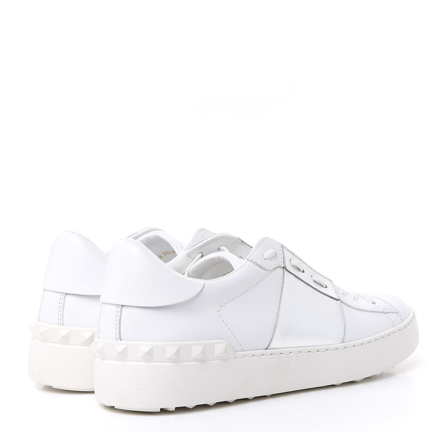 Calfskin Rockstud Open Sneakers 40 White Pewter