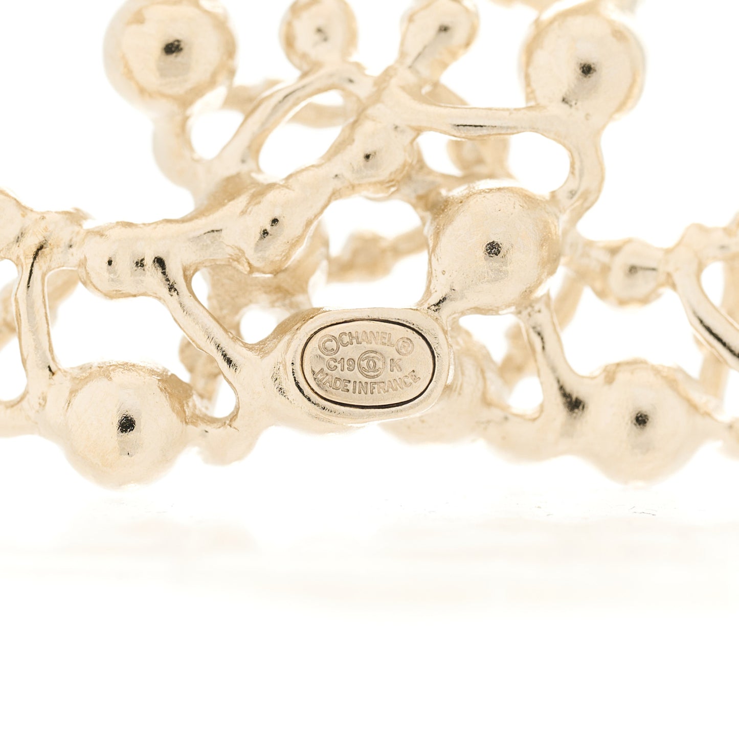 Crystal Chain Link CC Brooch Gold